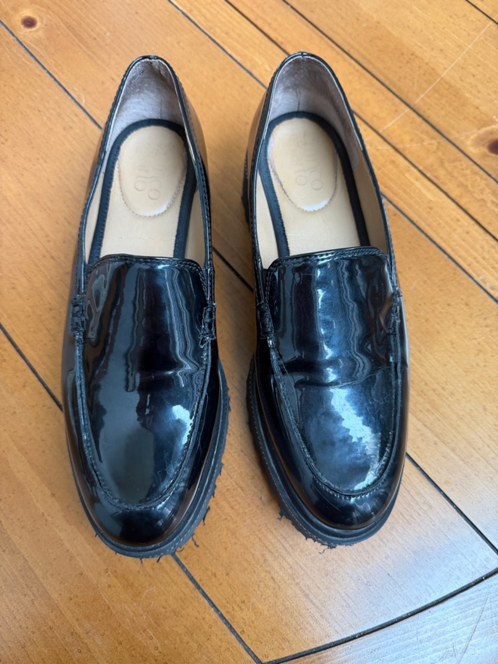 Franco Sarto Black Patent Leather Women’s Slip-On Loafers